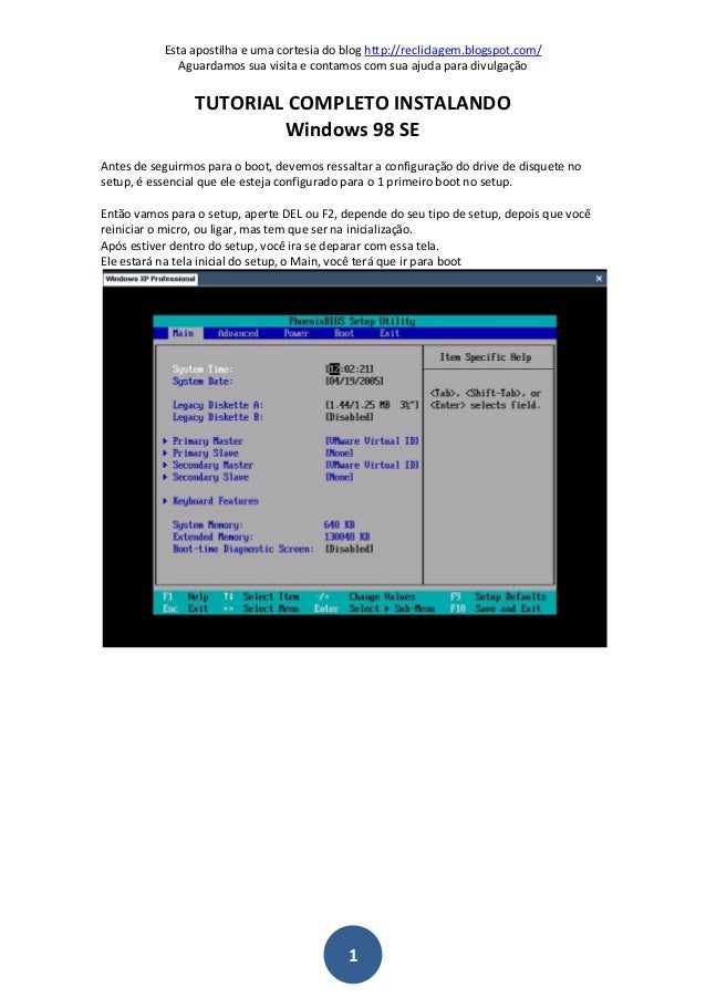 disquette de boot windows 98